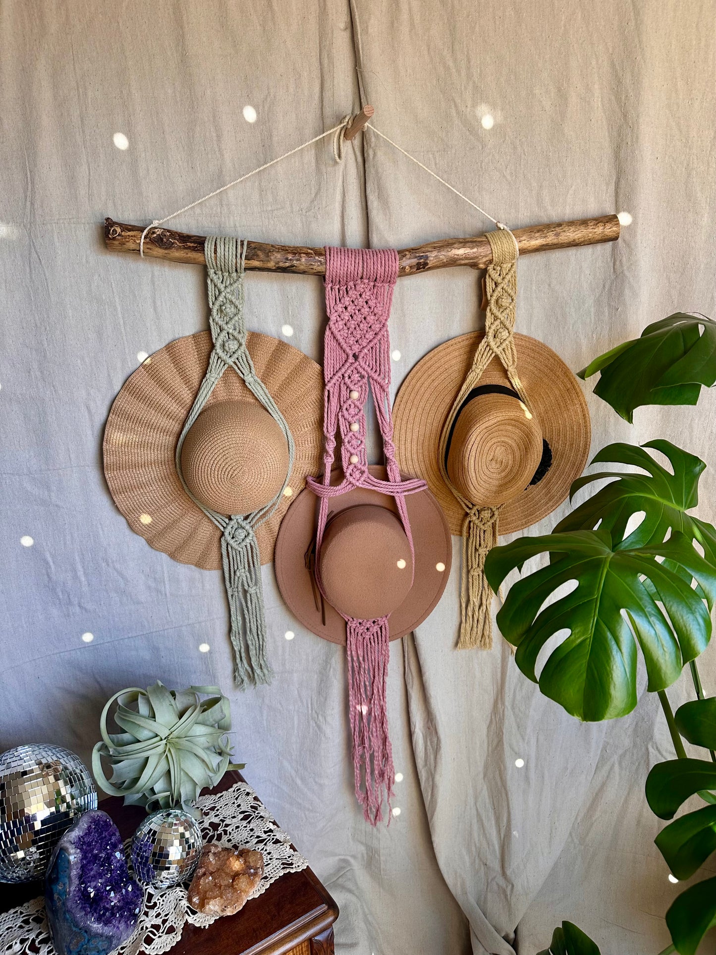 ASTER | Three Tier Macrame Hat Hanger