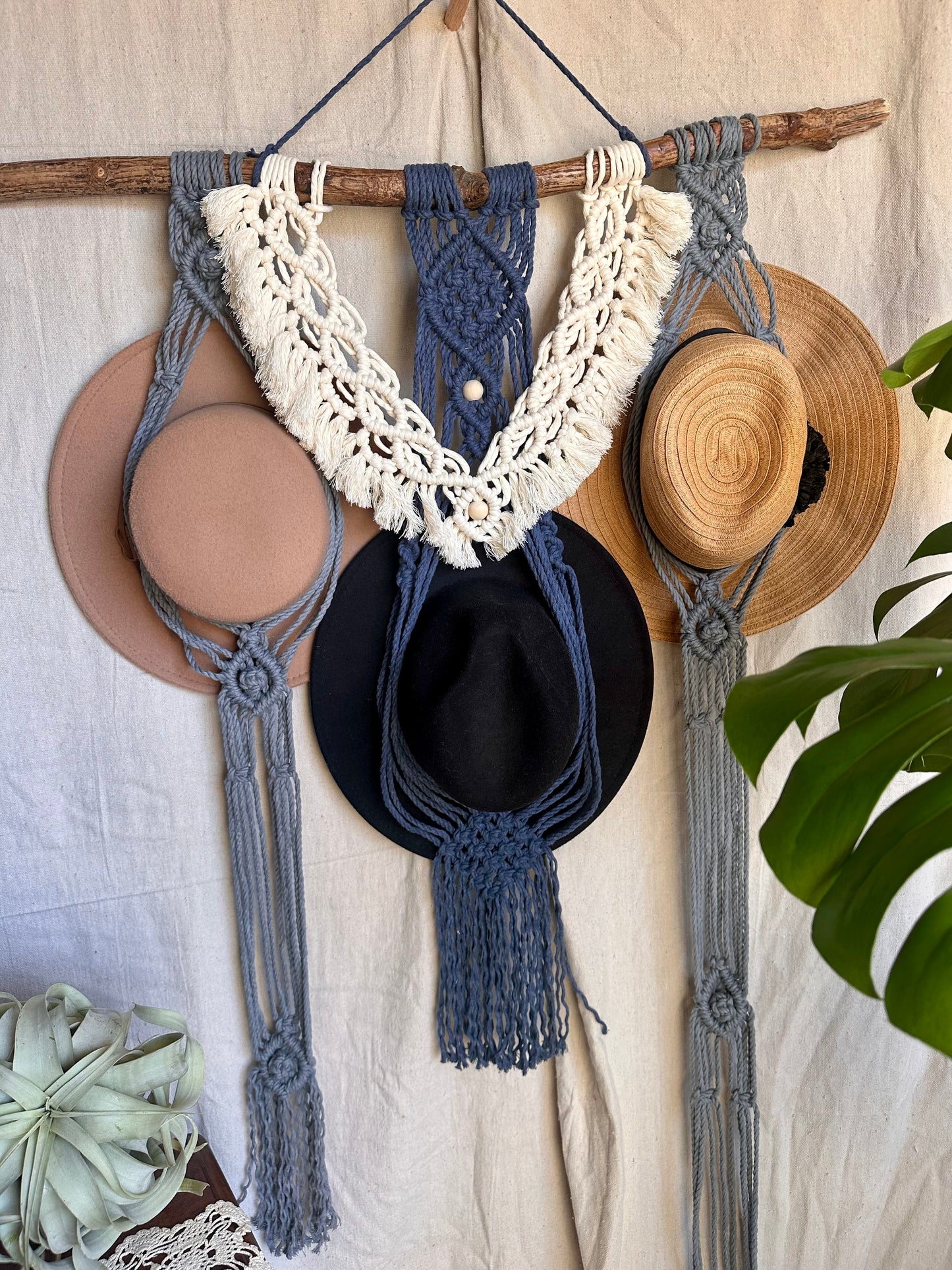 AMY | Three Tier Macrame Hat Hanger