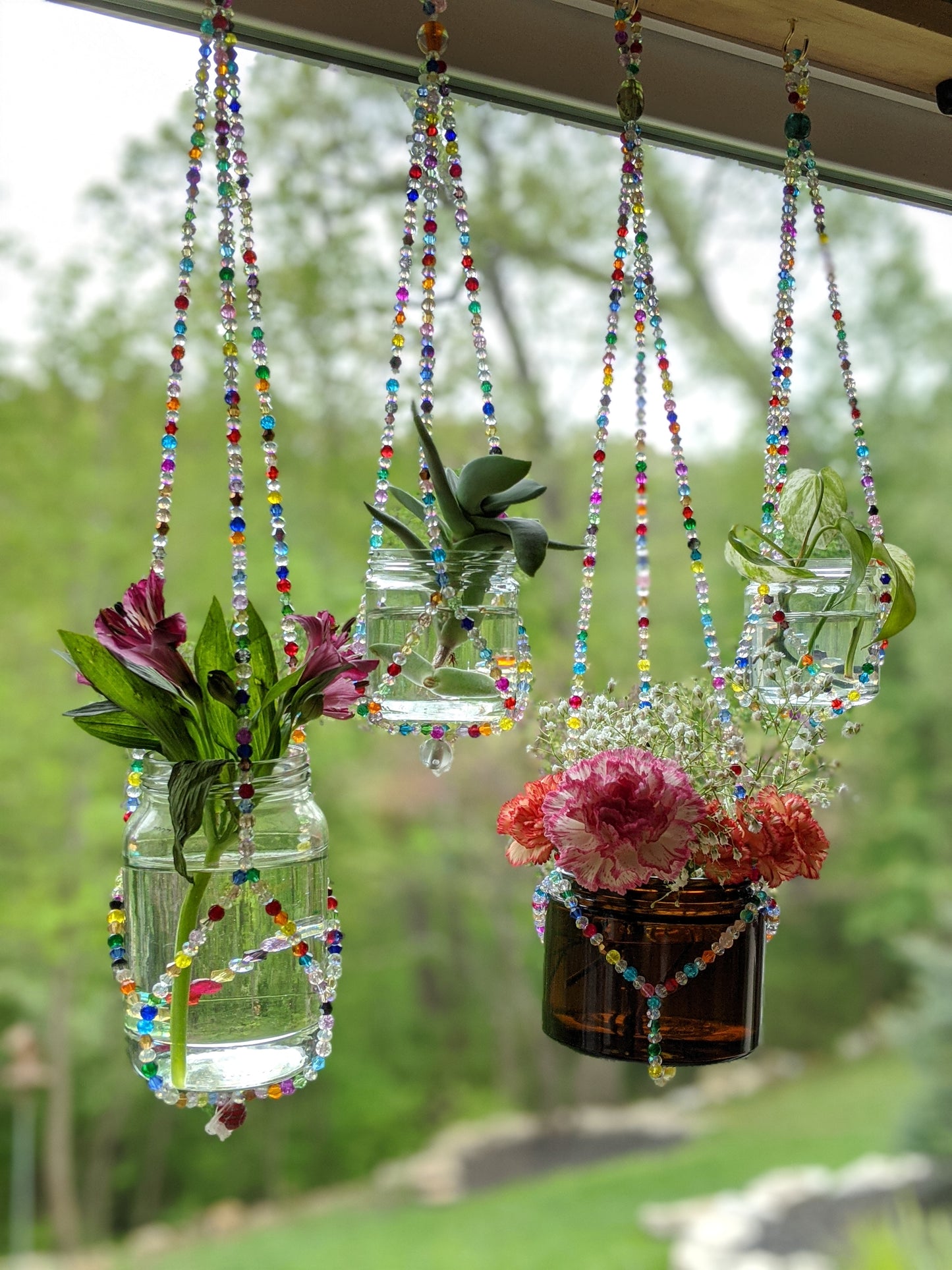 Glass Beaded Plant Propagation Hangers