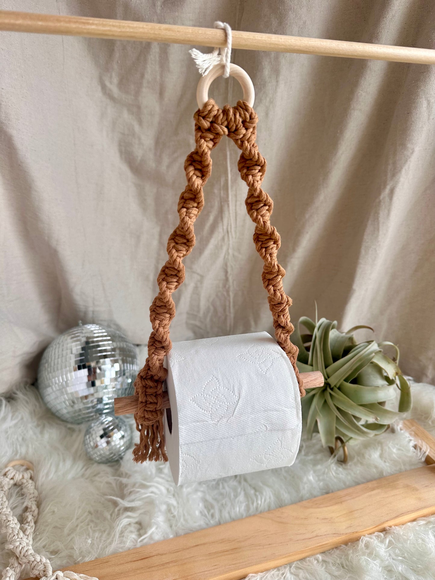 Macrame Toilet Paper and Hand Towel Holder