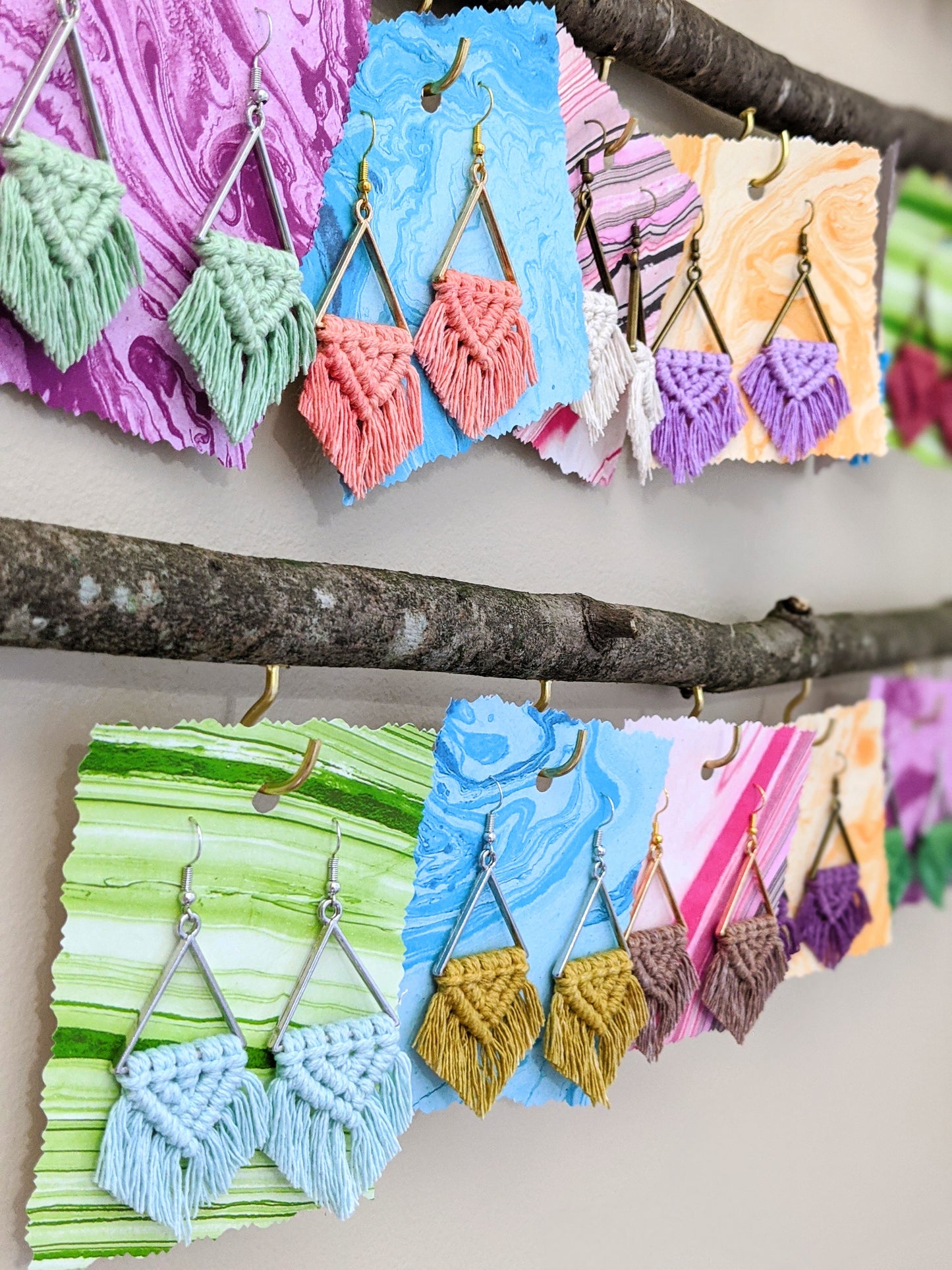 Bohemian Triangle Macrame Earrings