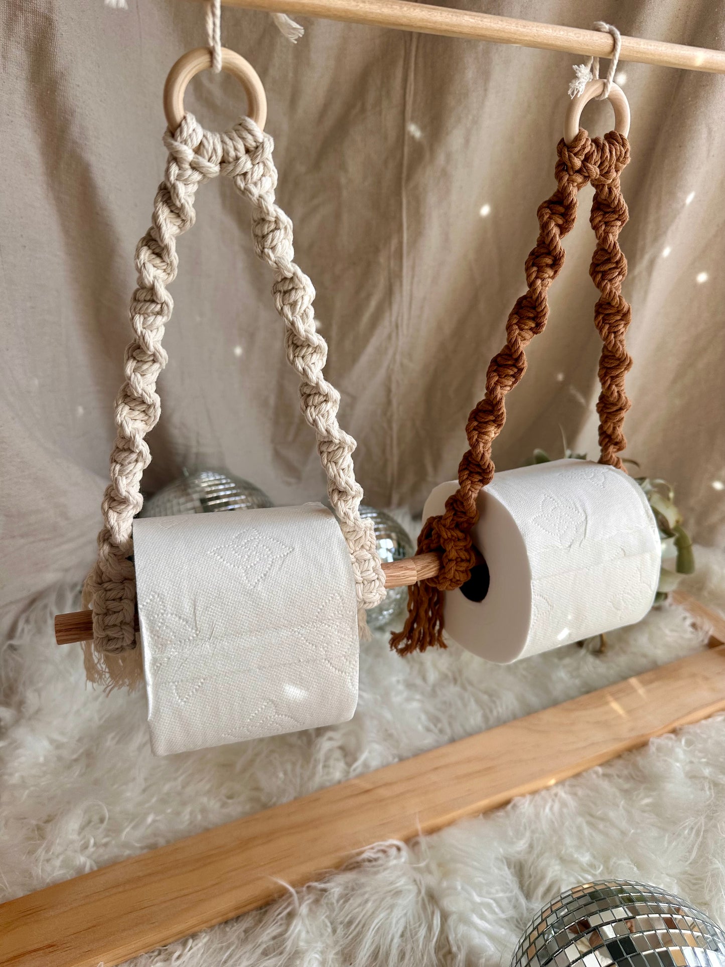 Macrame Toilet Paper and Hand Towel Holder