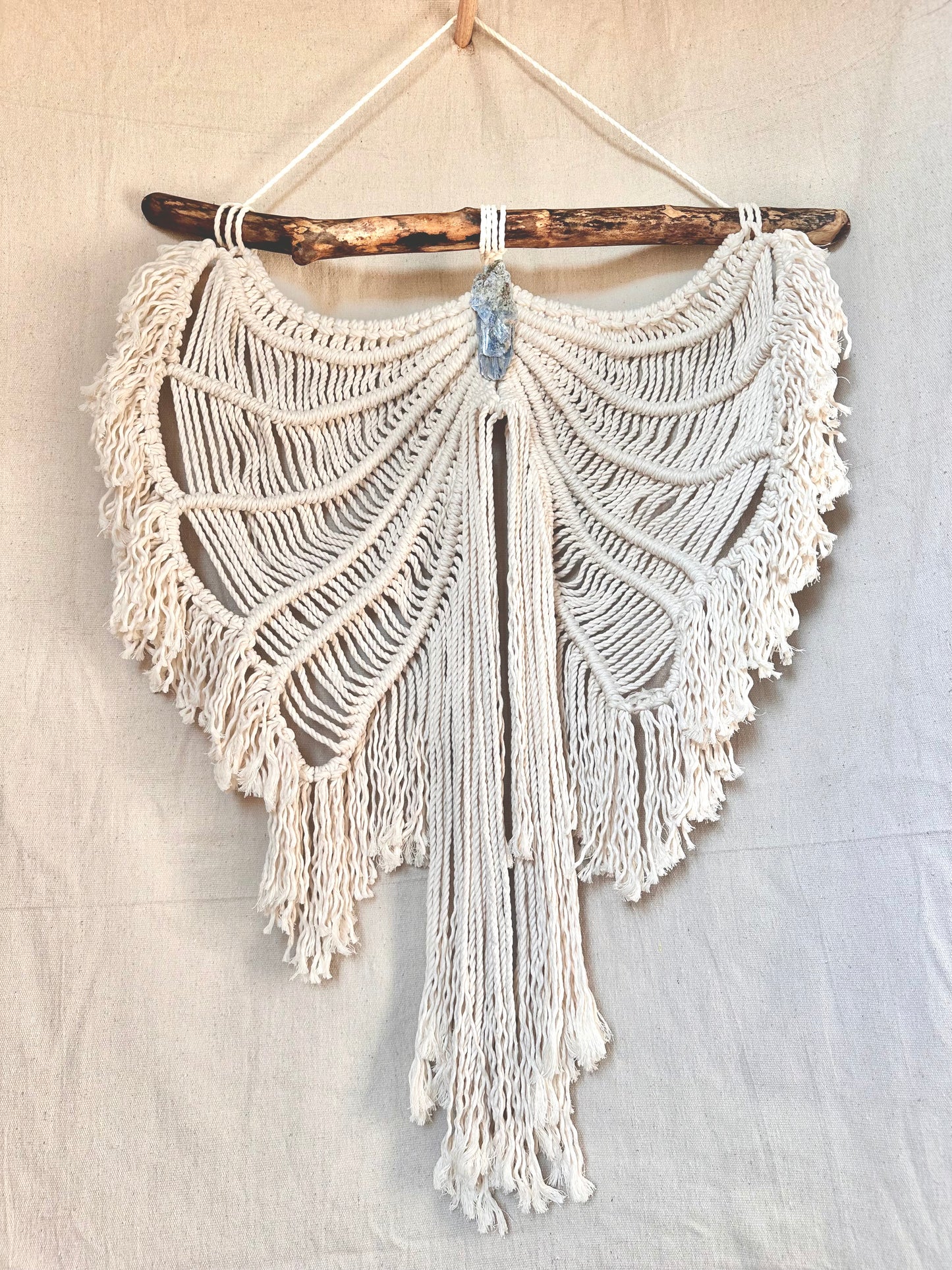 Macrame Angel Wings Wall Hanging with Crystal