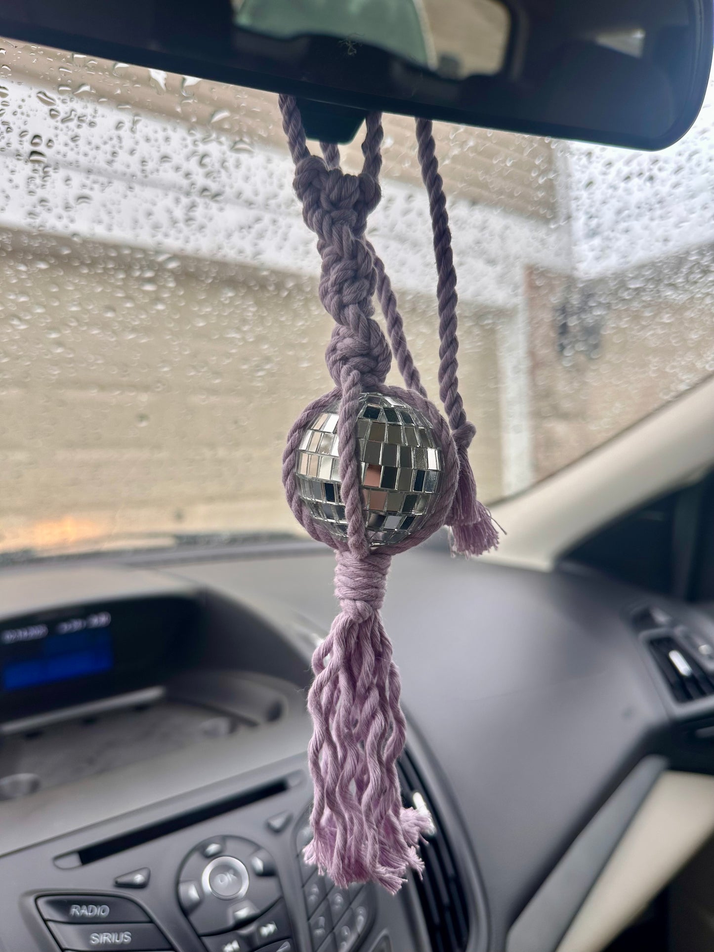 Macrame Disco Ball Car Charm