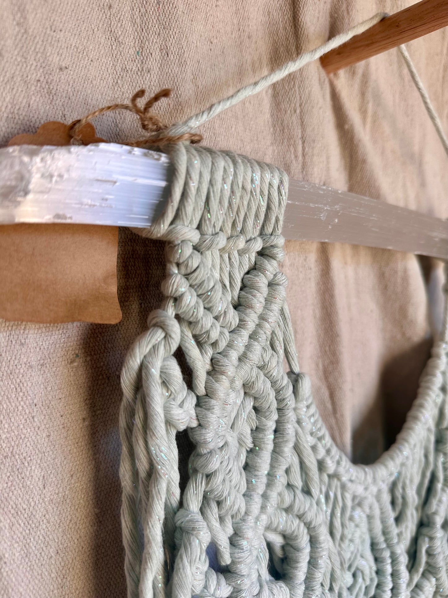 Selenite Wand Macrame Wall Hanging