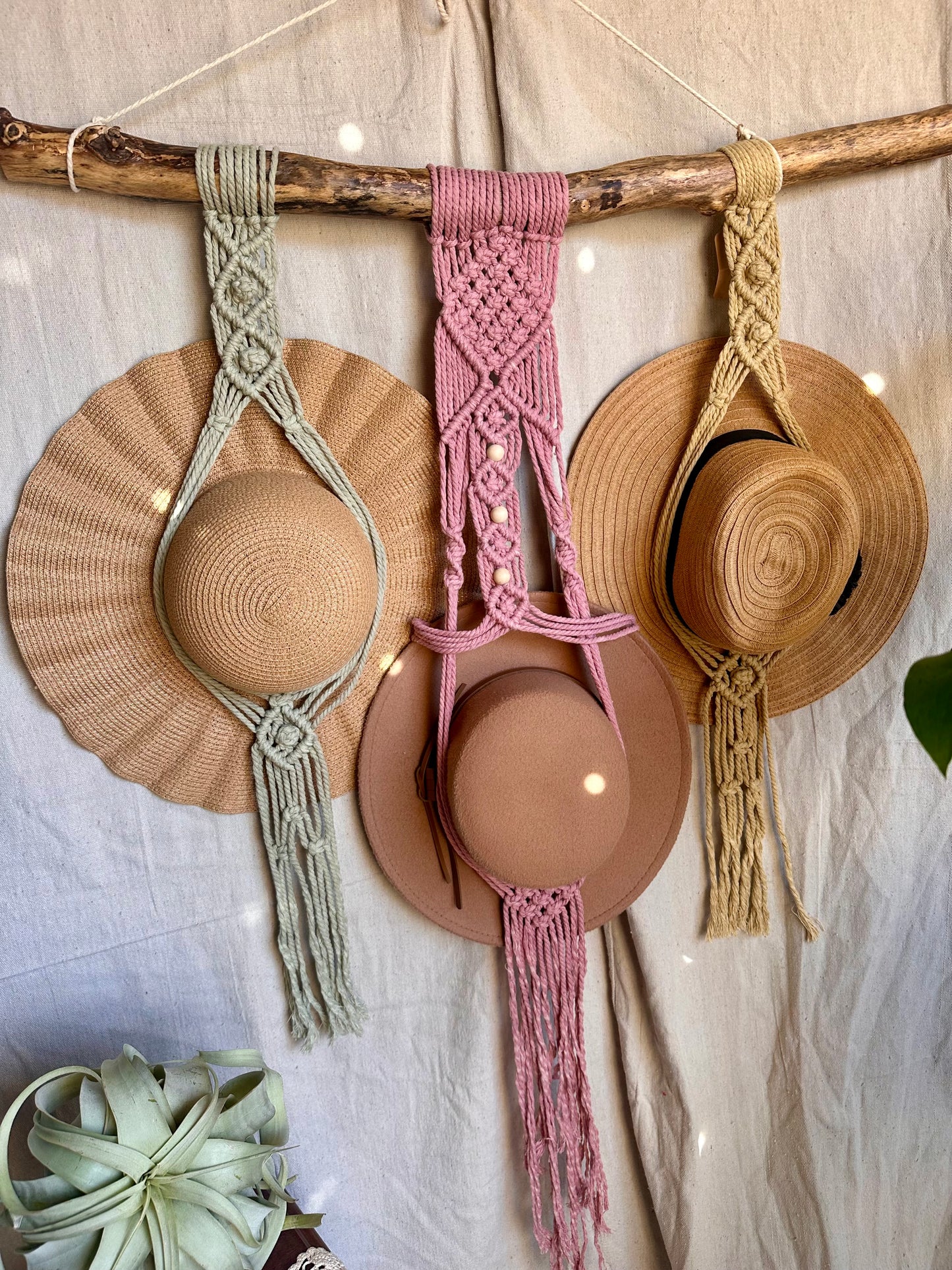ASTER | Three Tier Macrame Hat Hanger