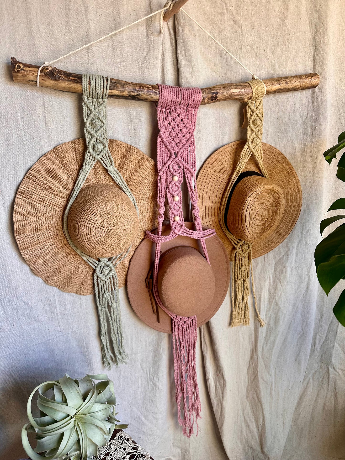 ASTER | Three Tier Macrame Hat Hanger