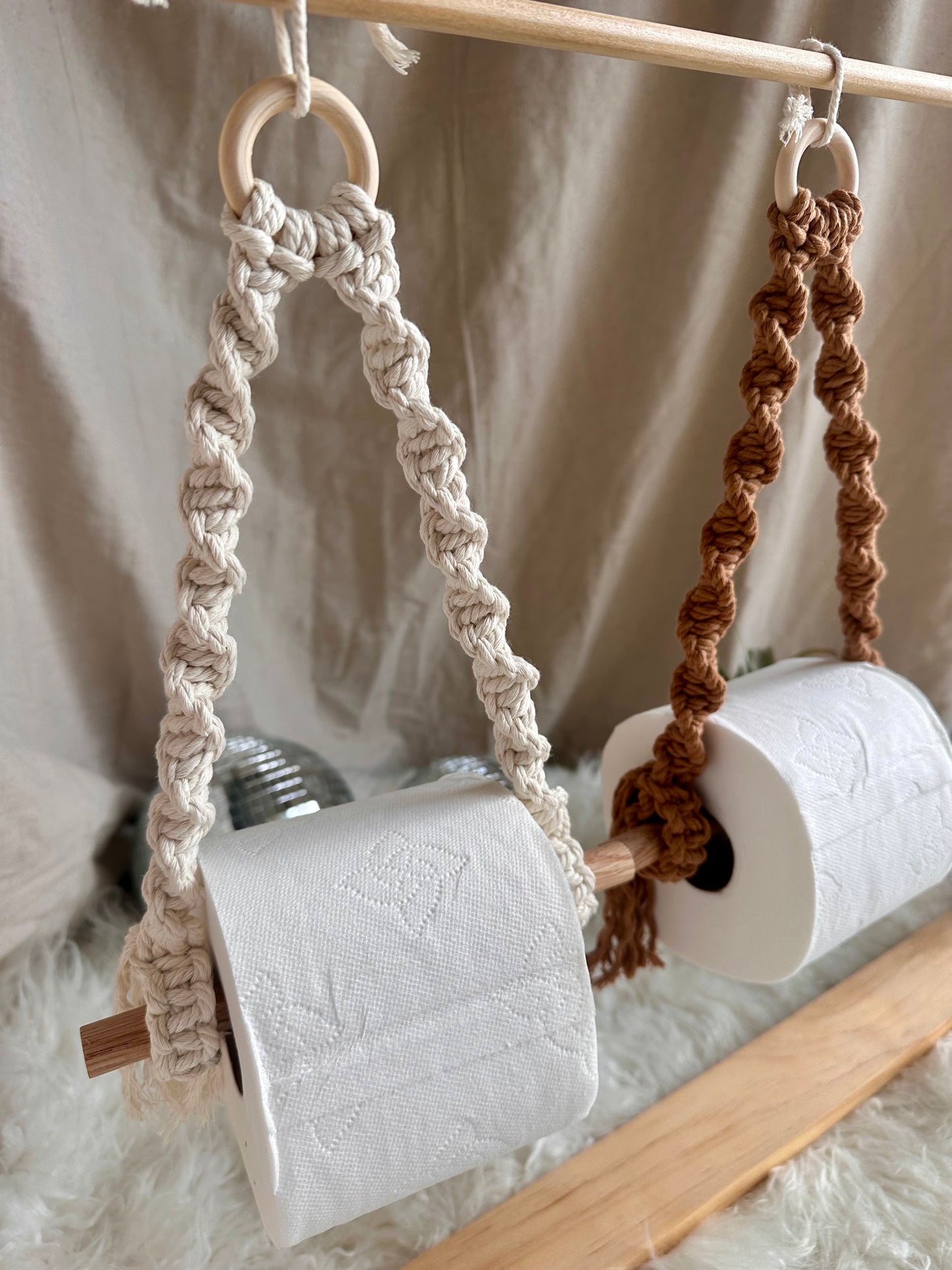Macrame Toilet Paper and Hand Towel Holder