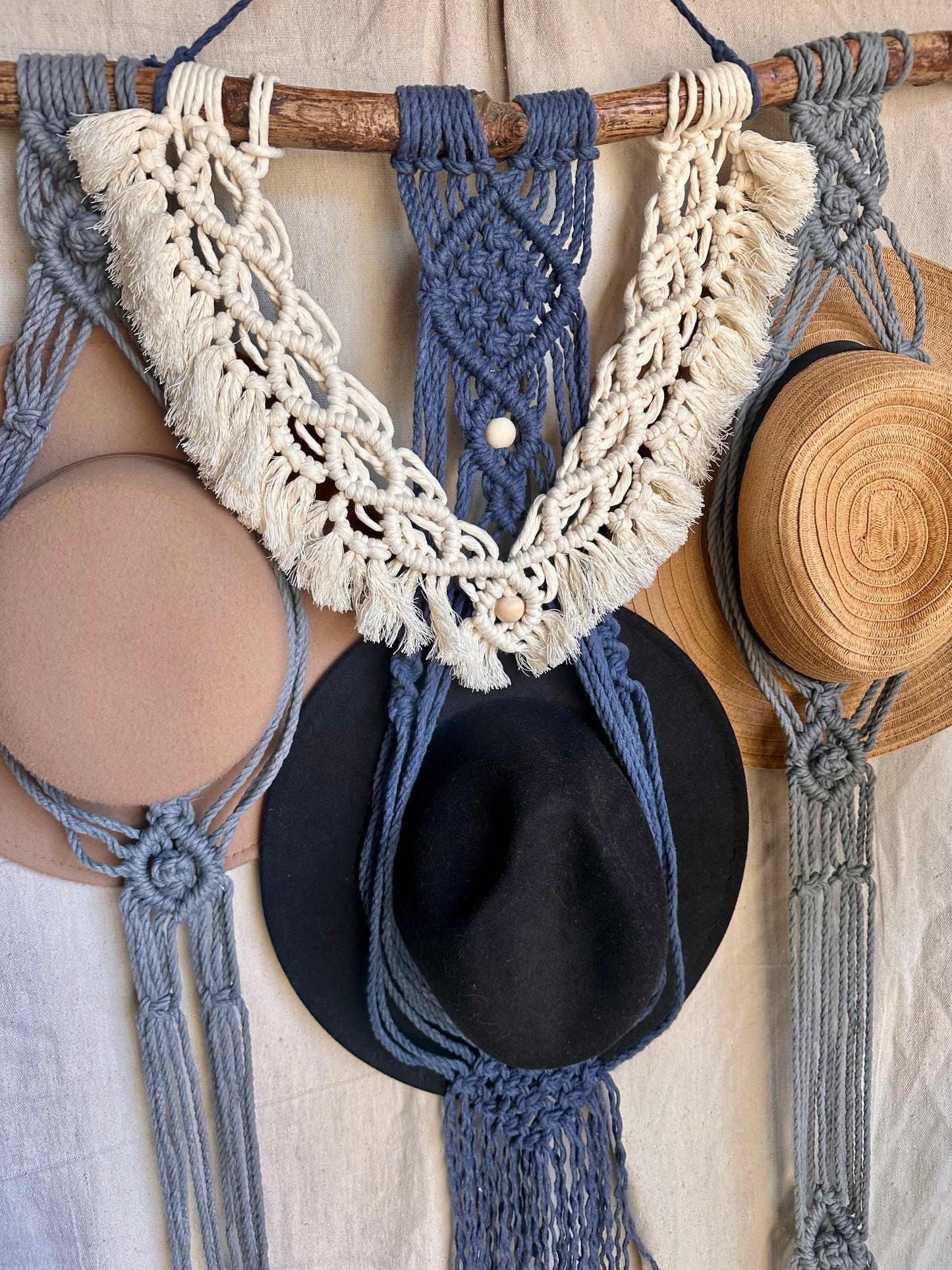 AMY | Three Tier Macrame Hat Hanger