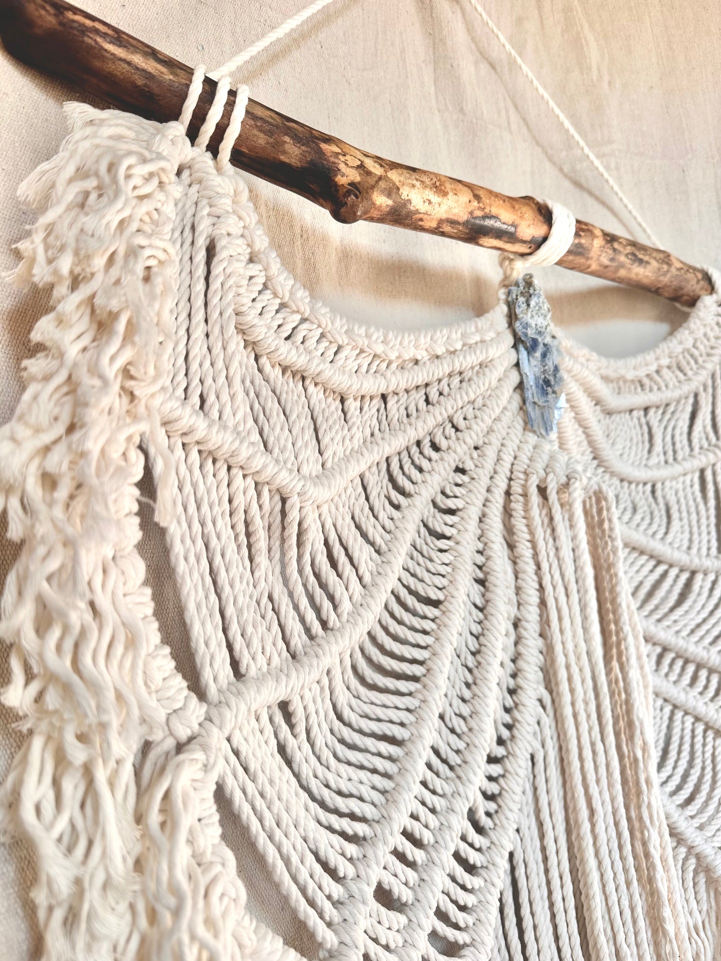 Macrame Angel Wings Wall Hanging with Crystal
