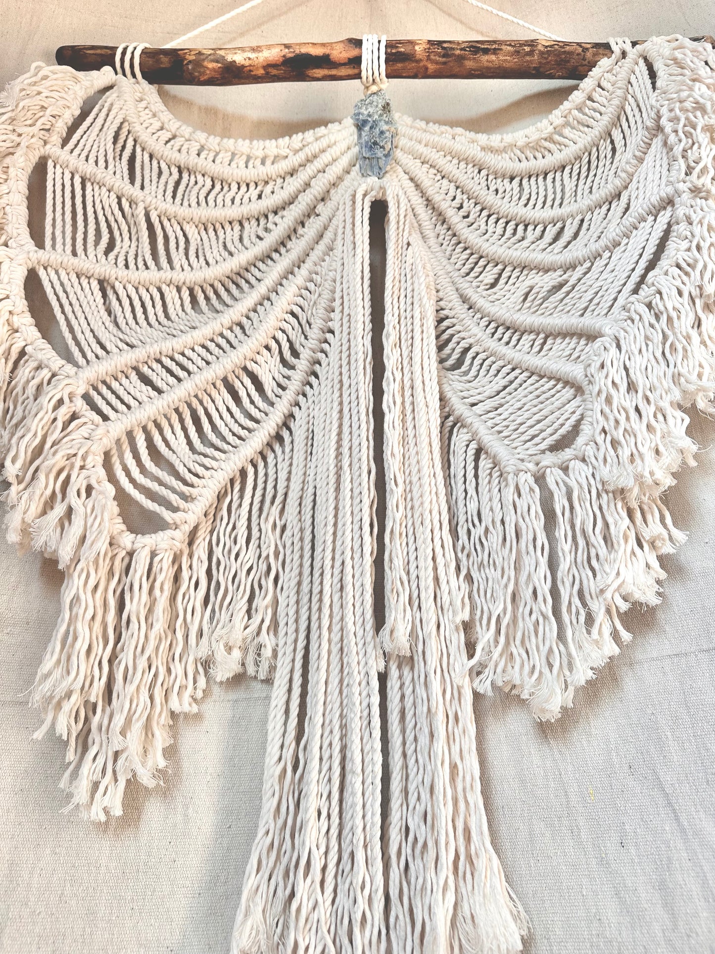 Macrame Angel Wings Wall Hanging with Crystal