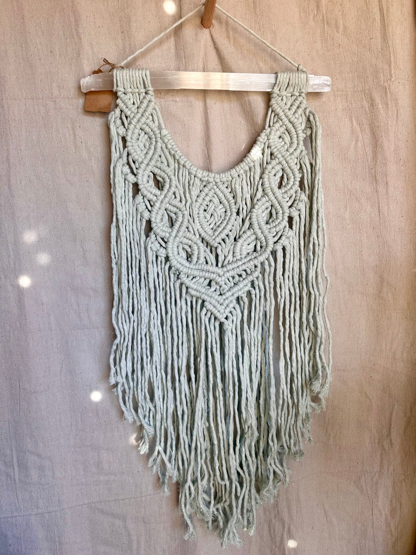 Selenite Wand Macrame Wall Hanging